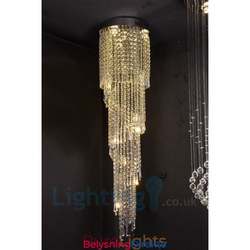 4 X Gu10 + 8 X G4 150 Cm Lang Krystalldråpelampe Moderne K9 Krystallrund Innfelt Taklampe