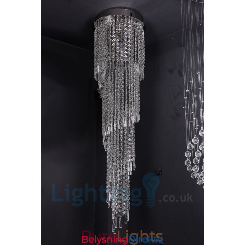 4 X Gu10 + 8 X G4 150 Cm Lang Krystalldråpelampe Moderne K9 Krystallrund Innfelt Taklampe