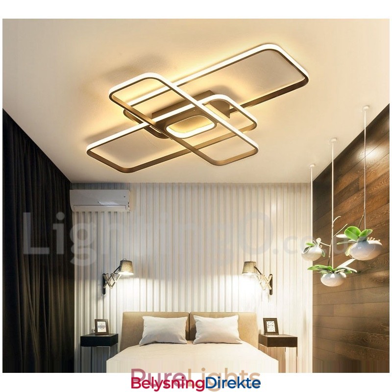 Moderne, Moderne Taklampe I Aluminium Med Maling, Innfelt Lampe Med Fjernkontrolldimmer, Kan Også Brukes Som Vegglampe