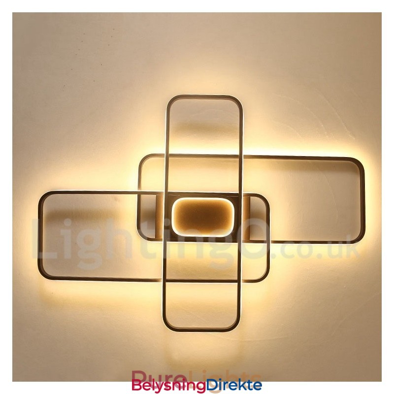 Moderne, Moderne Taklampe I Aluminium Med Maling, Innfelt Lampe Med Fjernkontrolldimmer, Kan Også Brukes Som Vegglampe