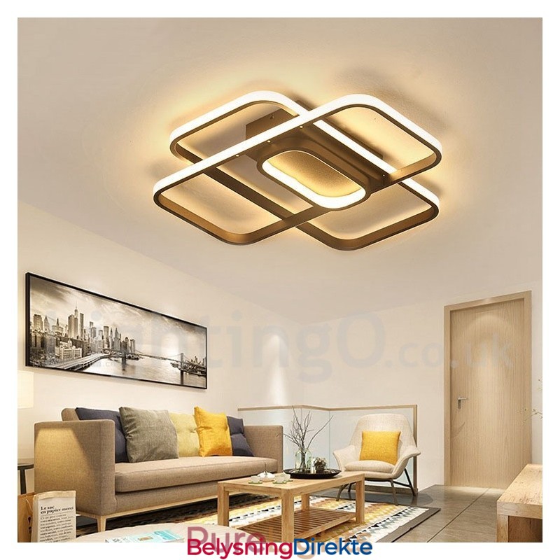 Moderne, Moderne Taklampe I Aluminium Med Maling, Innfelt Lampe Med Fjernkontrolldimmer, Kan Også Brukes Som Vegglampe