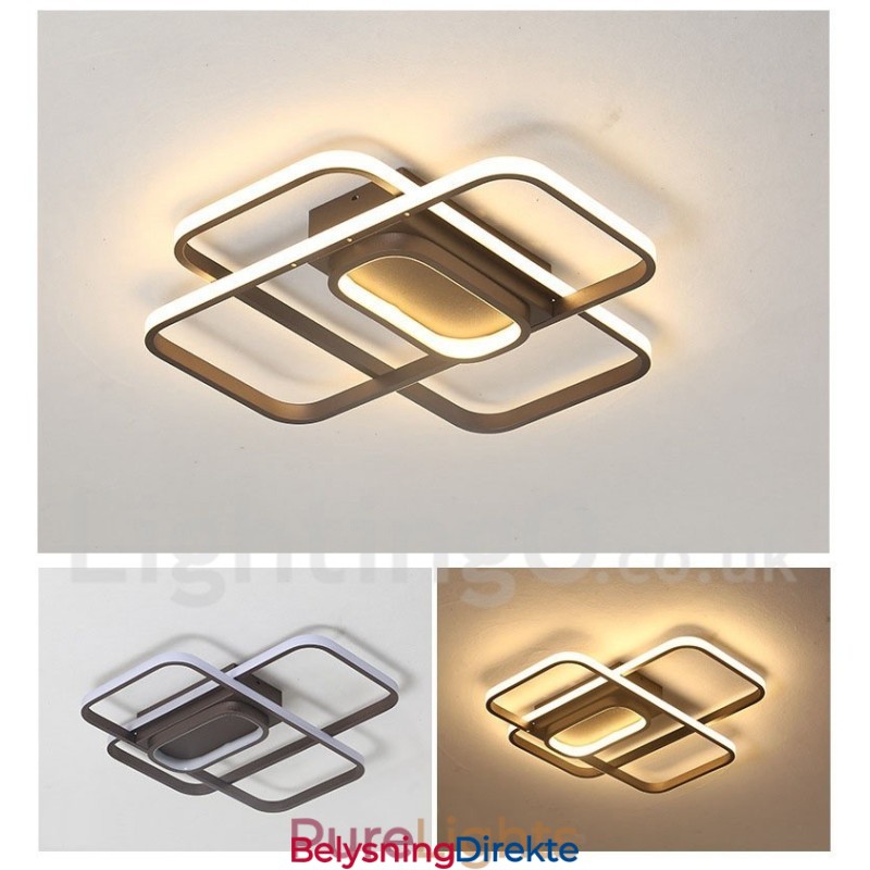 Moderne, Moderne Taklampe I Aluminium Med Maling, Innfelt Lampe Med Fjernkontrolldimmer, Kan Også Brukes Som Vegglampe