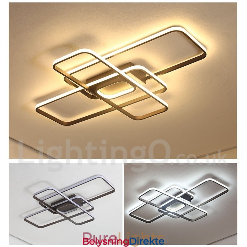 Moderne, Moderne Taklampe I Aluminium Med Maling, Innfelt Lampe Med Fjernkontrolldimmer, Kan Også Brukes Som Vegglampe