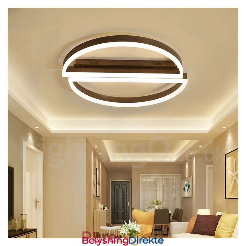 Rund Moderne, Moderne Taklampe I Aluminium, Innfelt Lampe Med Fjernkontrolldimmer, Kan Også Brukes Som Vegglampe