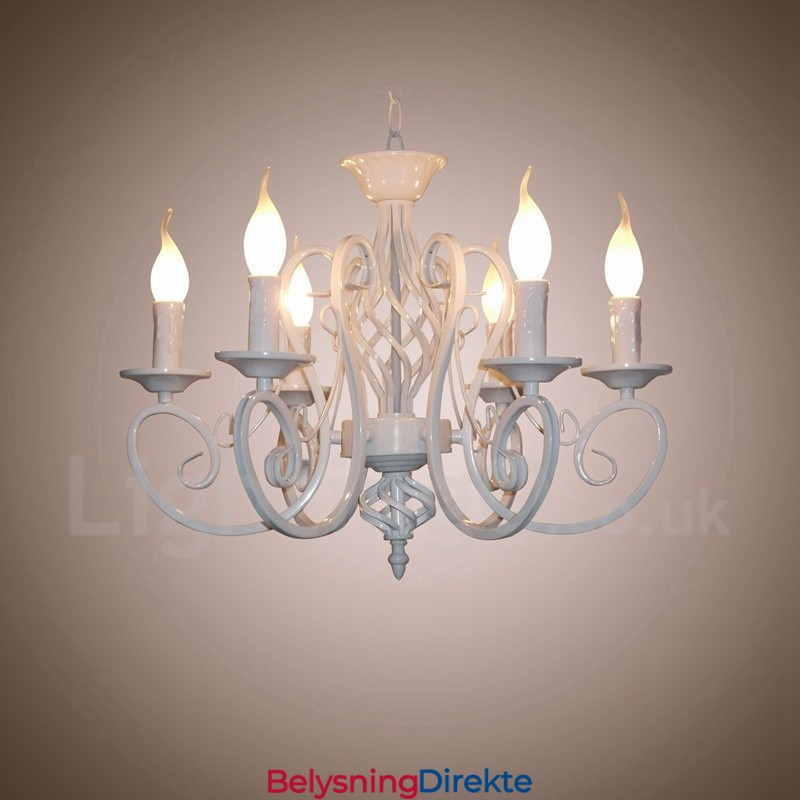 Rustikk Retro Vintage Lysekrone Med 6 Lys, Svart Og Hvitt