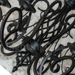 Rustikk Retro Vintage Lysekrone Med 6 Lys, Svart Og Hvitt