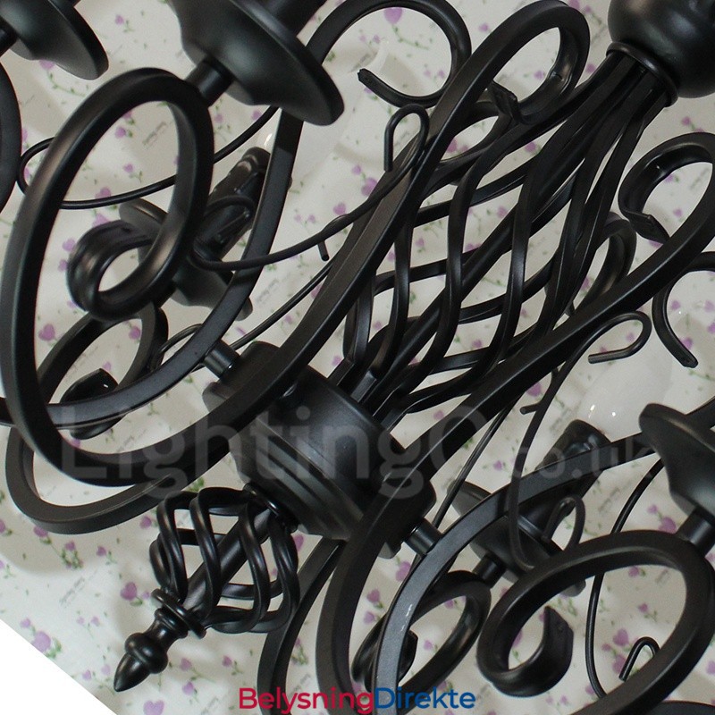 Rustikk Retro Vintage Lysekrone Med 6 Lys, Svart Og Hvitt