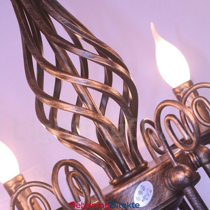 Rustikk Retro Vintage Lysekrone Med 6 Lys, Svart Og Hvitt