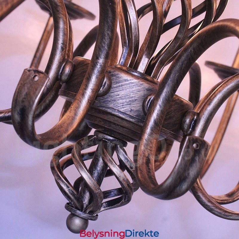 Rustikk Retro Vintage Lysekrone Med 6 Lys, Svart Og Hvitt