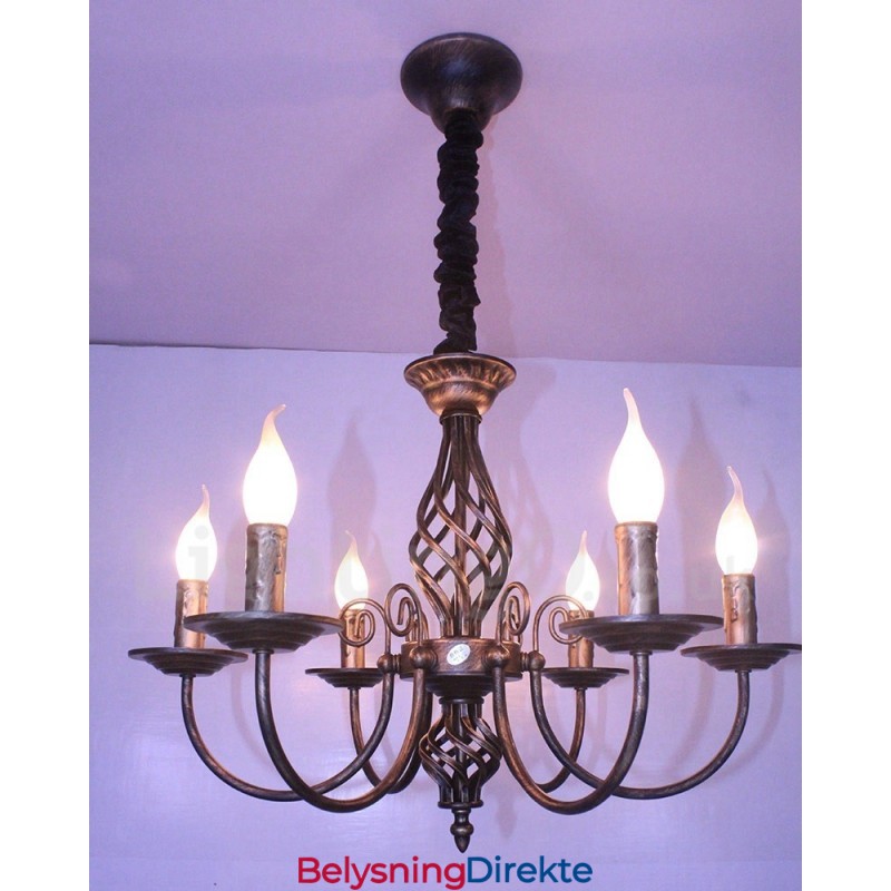 Rustikk Retro Vintage Lysekrone Med 6 Lys, Svart Og Hvitt