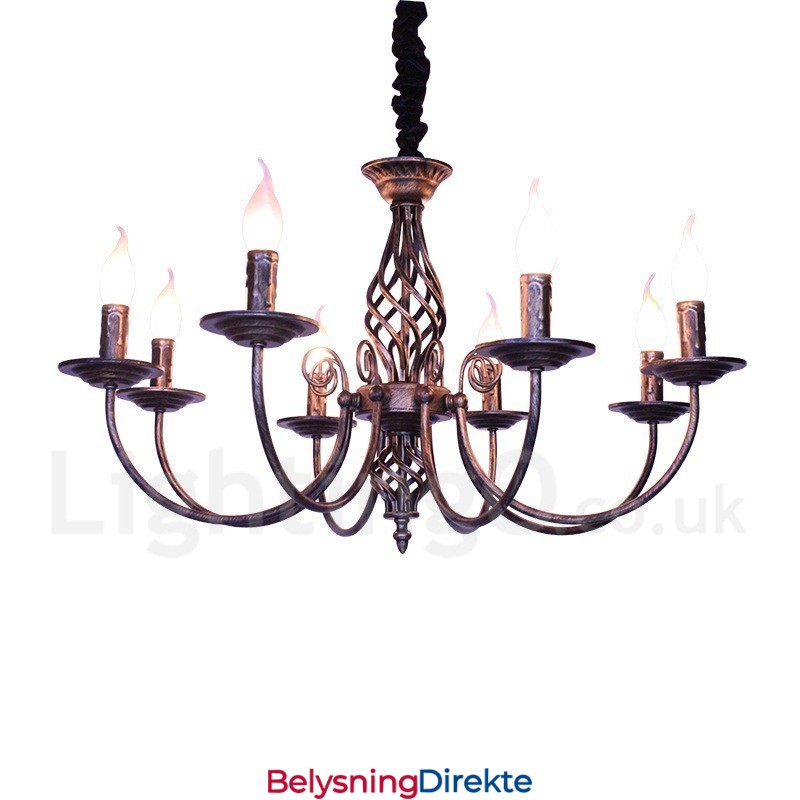 Rustikk Retro Vintage Lysekrone Med 6 Lys, Svart Og Hvitt