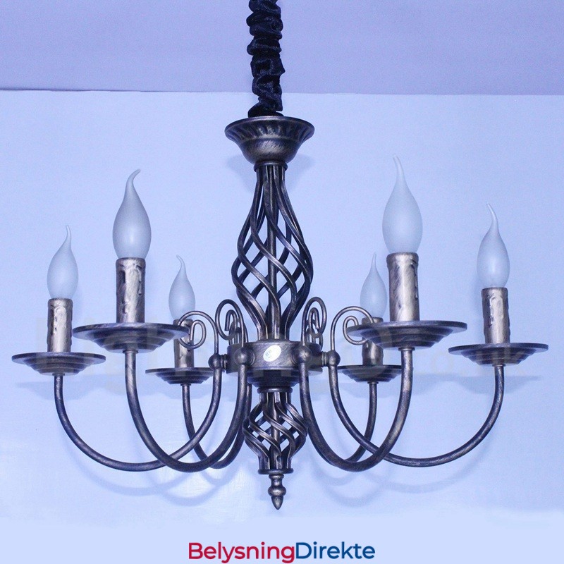 Rustikk Retro Vintage Lysekrone Med 6 Lys, Svart Og Hvitt