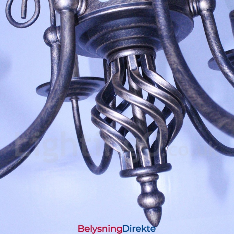 Rustikk Retro Vintage Lysekrone Med 6 Lys, Svart Og Hvitt