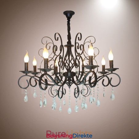 Lys Krystall Rustikk Retro Vintage Svart Anheng Lysekrone