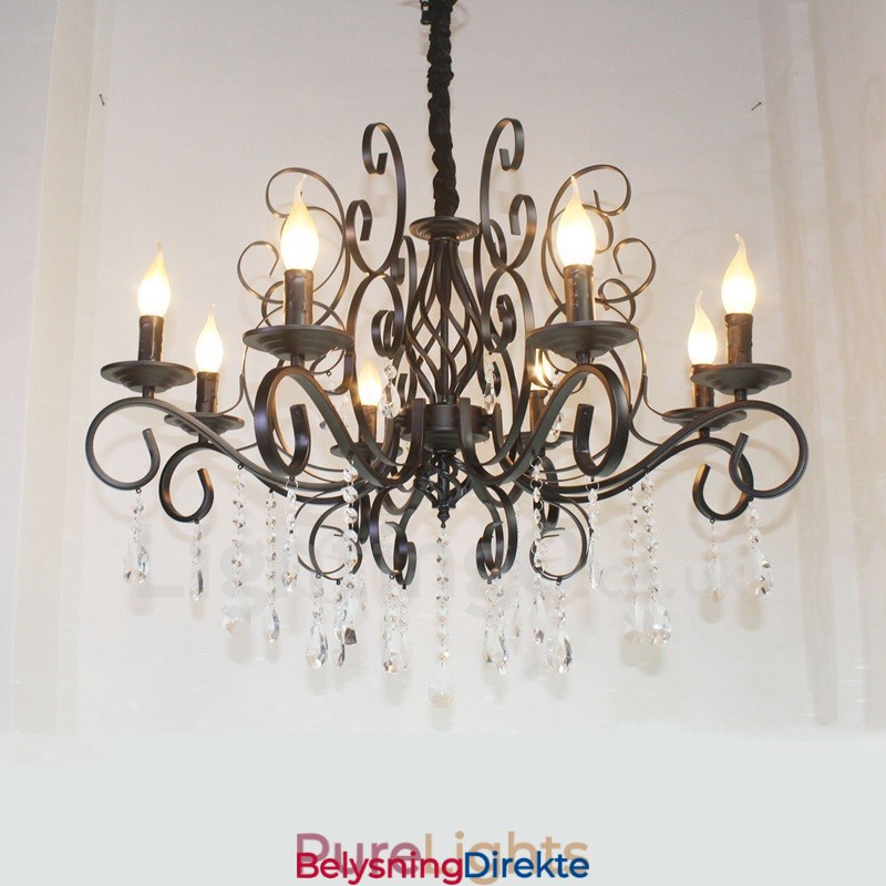 Lys Krystall Rustikk Retro Vintage Svart Anheng Lysekrone