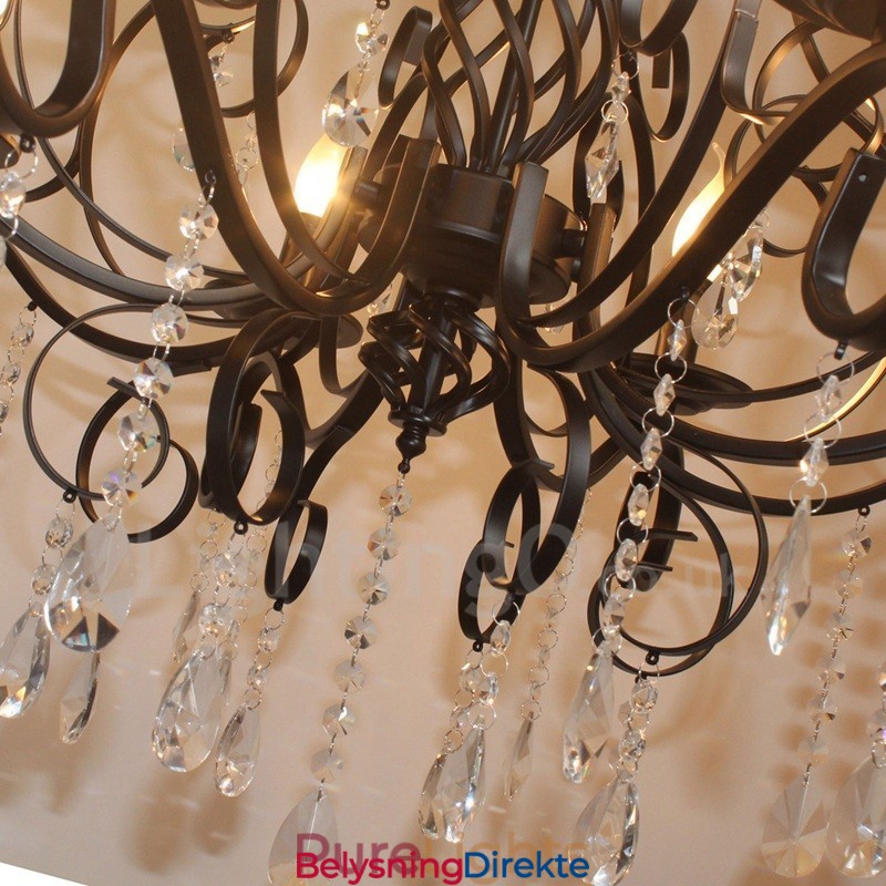 Lys Krystall Rustikk Retro Vintage Svart Anheng Lysekrone