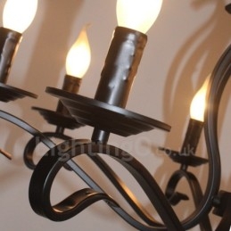 Rustikk Retro Vintage Lysekrone Med 8 Lys, Svart Anheng