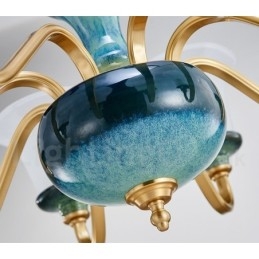 Retro Vintage Messing Keramikk Anhengslys Lysekrone Med Glassskjermer