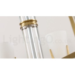 Retro Vintage Messingkrystaller Anhengslys Lysekrone Med Glassskjermer