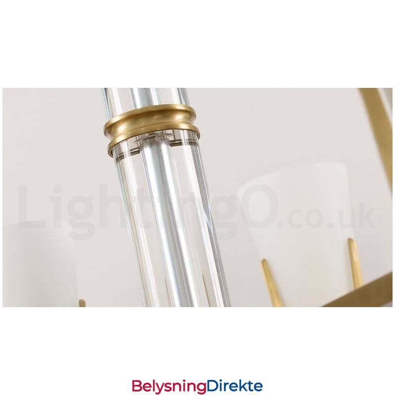 Retro Vintage Messingkrystaller Anhengslys Lysekrone Med Glassskjermer