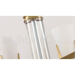 Retro Vintage Messingkrystaller Anhengslys Lysekrone Med Glassskjermer