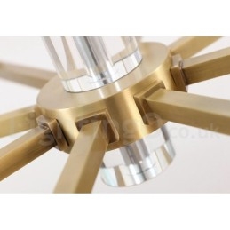 Retro Vintage Messingkrystaller Anhengslys Lysekrone Med Glassskjermer