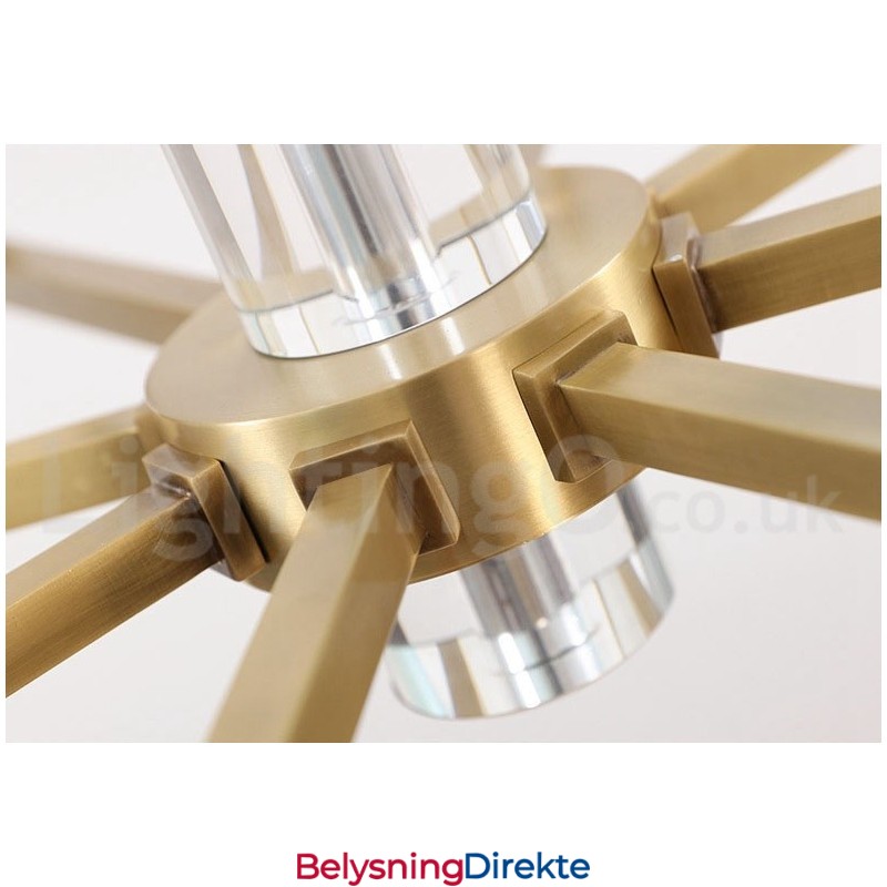 Retro Vintage Messingkrystaller Anhengslys Lysekrone Med Glassskjermer