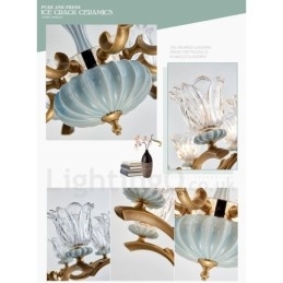 Retro Vintage Messing Keramikk Anhengslys Lysekrone Med Glassskjermer