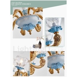 Retro Vintage Messing Keramikk Anhengslys Lysekrone Med Glassskjermer