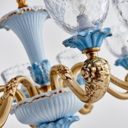 Retro Vintage Messing Keramikk Anhengslys Lysekrone Med Glassskjermer