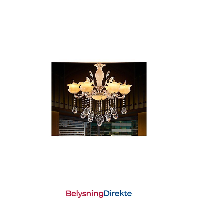 Jade Krystall Pendellampe Lysekrone I Stearinlysstil