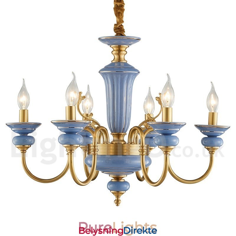 Retro Vintage Messing Keramikk Anheng Lysekrone