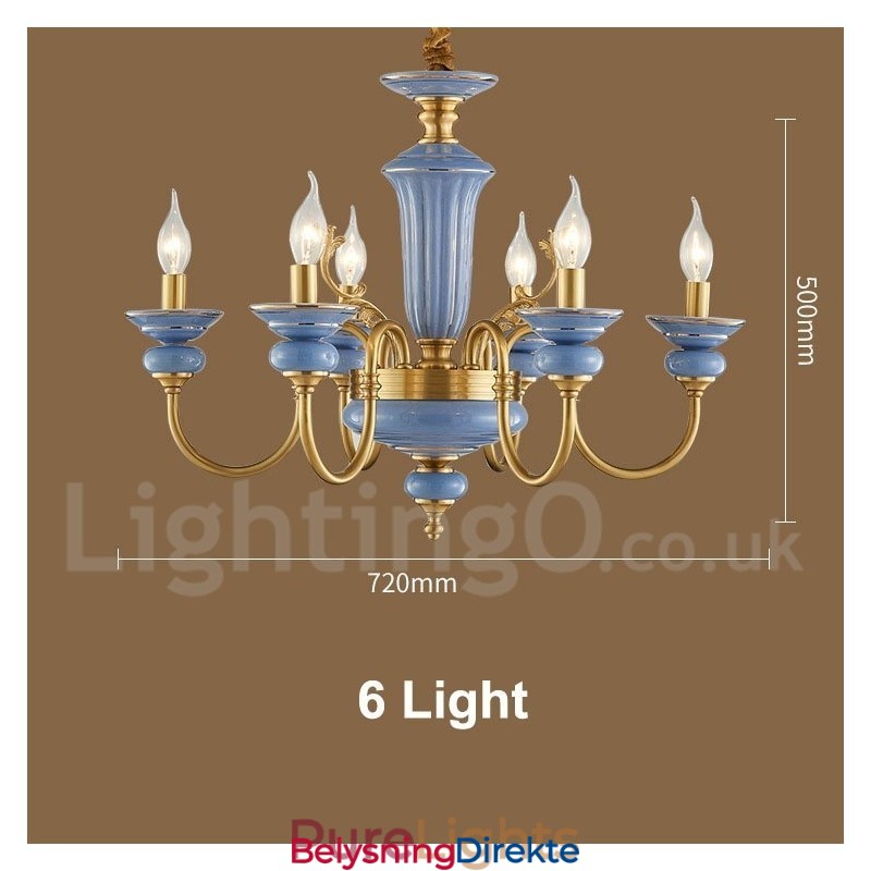 Retro Vintage Messing Keramikk Anheng Lysekrone