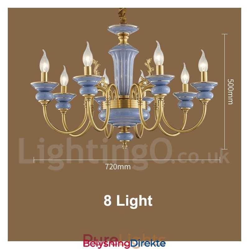 Retro Vintage Messing Keramikk Anheng Lysekrone