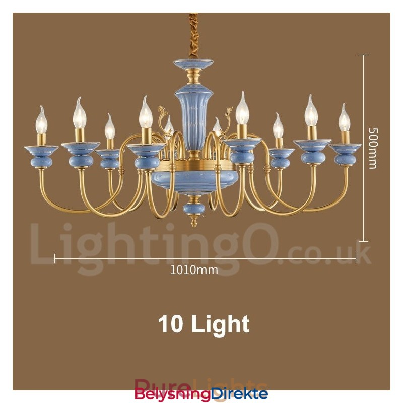 Retro Vintage Messing Keramikk Anheng Lysekrone