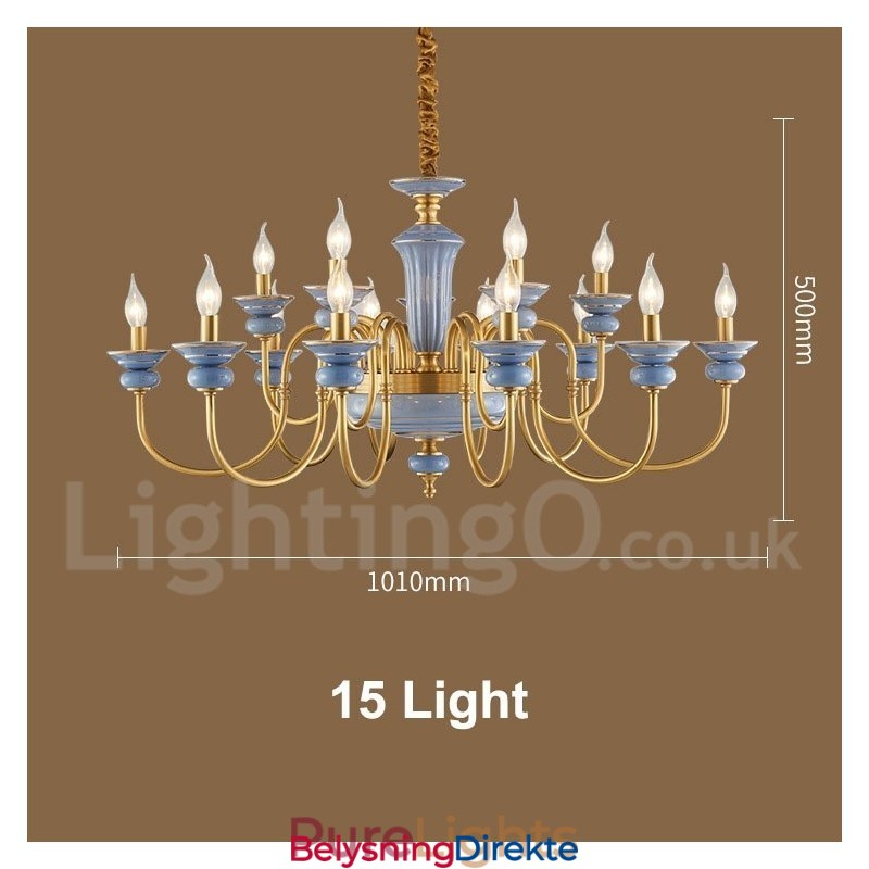 Retro Vintage Messing Keramikk Anheng Lysekrone