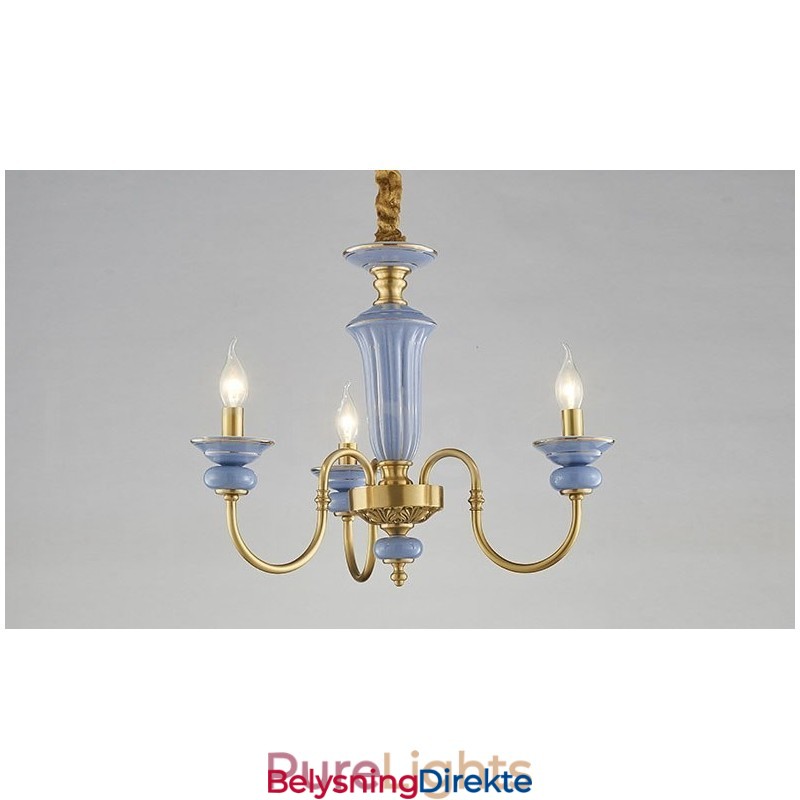 Retro Vintage Messing Keramikk Anheng Lysekrone