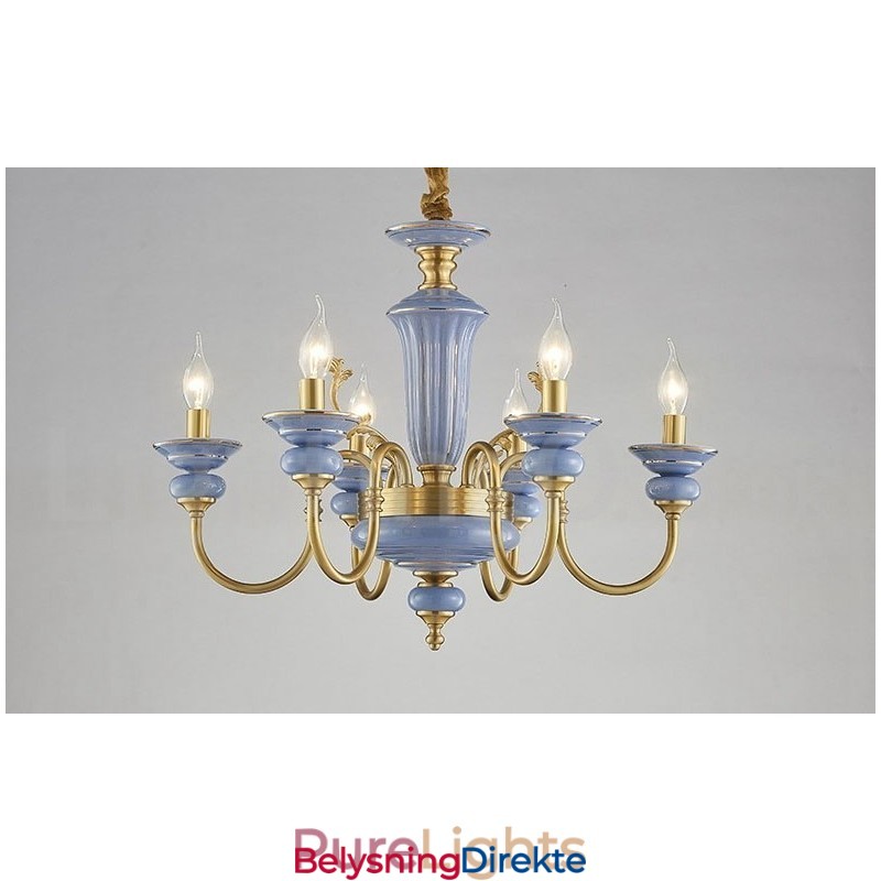 Retro Vintage Messing Keramikk Anheng Lysekrone