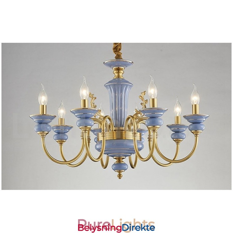 Retro Vintage Messing Keramikk Anheng Lysekrone