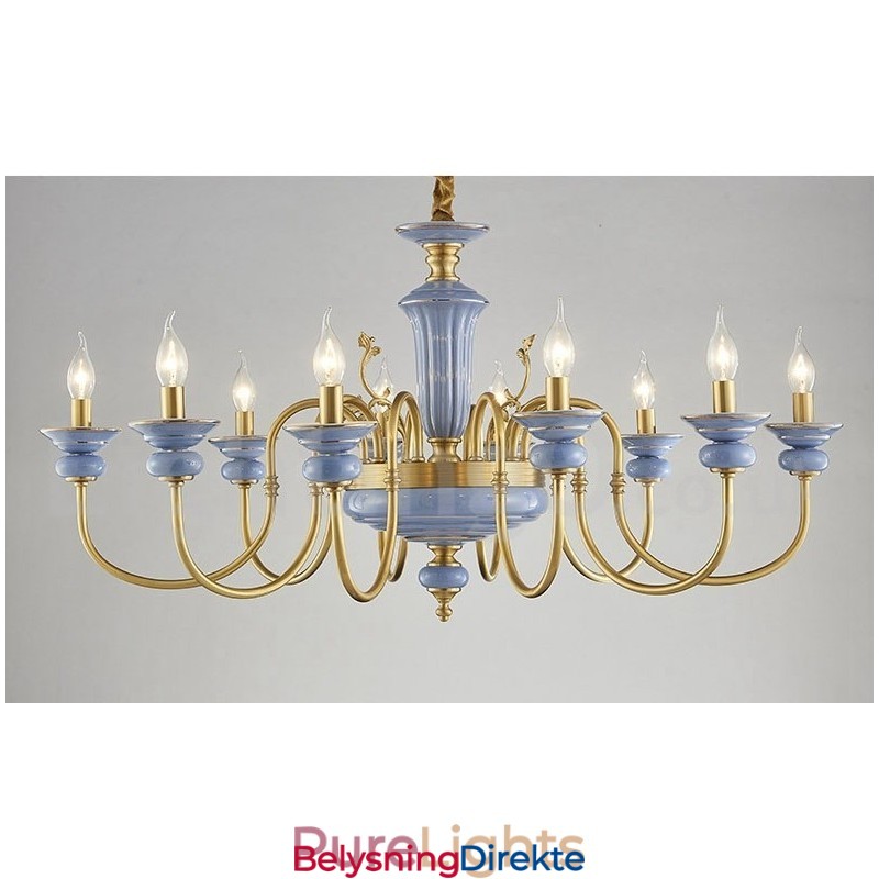 Retro Vintage Messing Keramikk Anheng Lysekrone