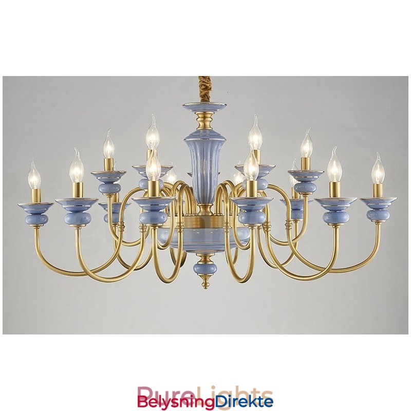 Retro Vintage Messing Keramikk Anheng Lysekrone