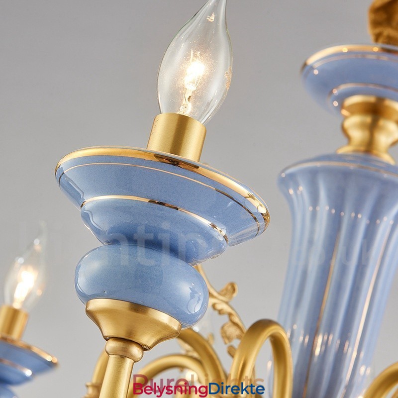 Retro Vintage Messing Keramikk Anheng Lysekrone