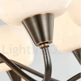 Retro Vintage Messing Anhengslysekrone Med Glassskjermer