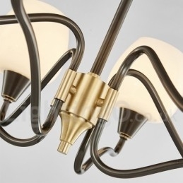 Retro Vintage Messing Anhengslysekrone Med Glassskjermer