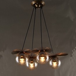 Kunstglasskule Rund Bønnestengel Lysekrone