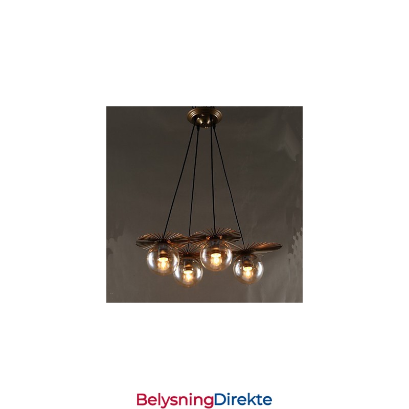 Kunstglasskule Rund Bønnestengel Lysekrone