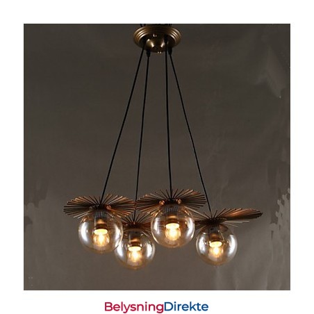 Kunstglasskule Rund Bønnestengel Lysekrone