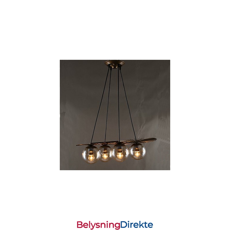 Kunstglasskule Rund Bønnestengel Lysekrone