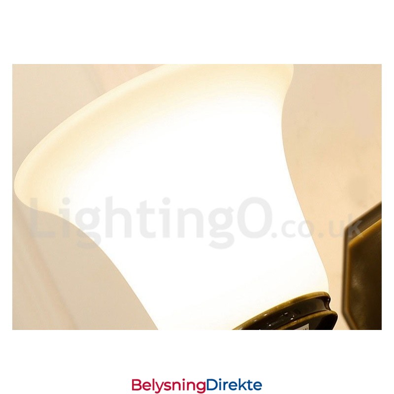 Luksuriøs Rustikk Retro Vintage Messing Stein Anhengslysekrone Med Glassskjermer I Ren Messing