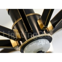 Luksuriøs Rustikk Retro Vintage Messing Stein Anhengslysekrone Med Glassskjermer I Ren Messing